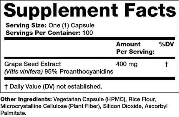 Olympian Labs Grape Seed Extract 400 Mg Capsules 100 Count Supporting Heart Health Antioxidant Protection.