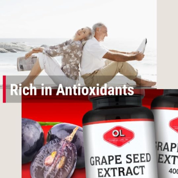 Olympian Labs Grape Seed Extract 400 Mg Capsules 100 Count Supporting Heart Health Antioxidant Protection.