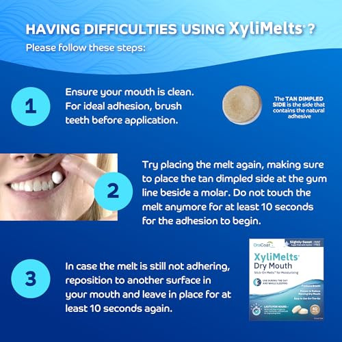 Oracoat Xylimelts For Dry Mouth Night Time Or Day Moisturizing Dry Mouth Adhering Discs Sugar With Xylitol 40 Count Slightlysweet Flavor 8Hour Relief