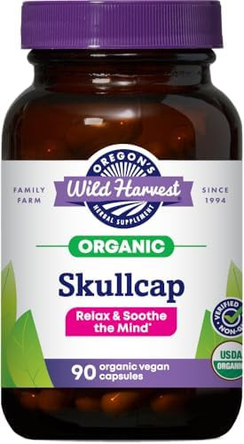 Oregon'S Wild Harvest Organic Skullcap Vegan Capsules Traditional Herbal Supplement 90 Count