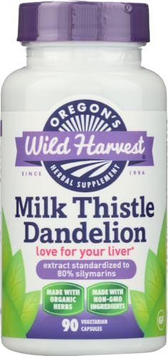 Oregon'S Wild Harvest Milk Thistle Dandelion Extract Standardized To 80% Silymarins (90 Capsules)