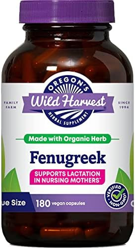 Oregon'S Wild Harvest Organic Nongmo Fenugreek Capsules Lactation Support Herbal Supplements For Optimal Breast Milk Production180 Count