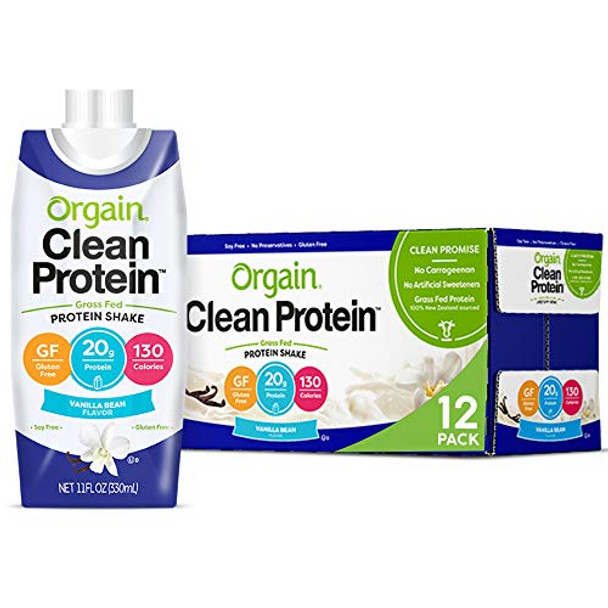 Orgain Protein Shakes Bundle Grass Fed Whey And Milk Protein Vanilla Flavored (12 Pack)