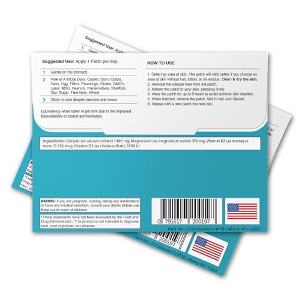 D3/Calcium Topical Patch By Patchaid 30Day Supply (Pack Of 2)