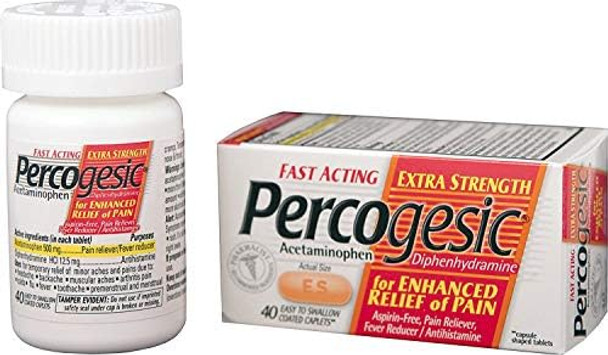 Percogesic Extra Strength Pain Relief Aspirin Dual Action Relief 40 Coated Caplets (6 Pack) Percogesic Extra Strength Pain Relief Aspirin Dual Action Relief 40 Coated Caplets (6 Pack)