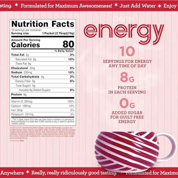 Perk Energy Original White Chocolate Peppermint Pretzel Flavored Drink Powder (10 Servings Stickpack) Gluten Peanut Soy Perk Energy Original White Chocolate Peppermint Pretzel Flavored Drink Powder (10 Servings Stickpack) Gluten Peanut Soy