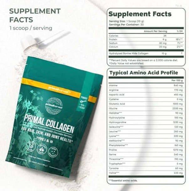 Primal Creatine Powder + Collagen Powder Bundle 2Pack Muscle Recovery Strength And Performance Unflavored 30 Servings Each