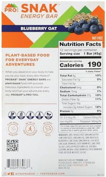 Probar Snak Blueberry Oat Bar: Delicious And Nutritious Snack For Onthego Energy Pack Of 12