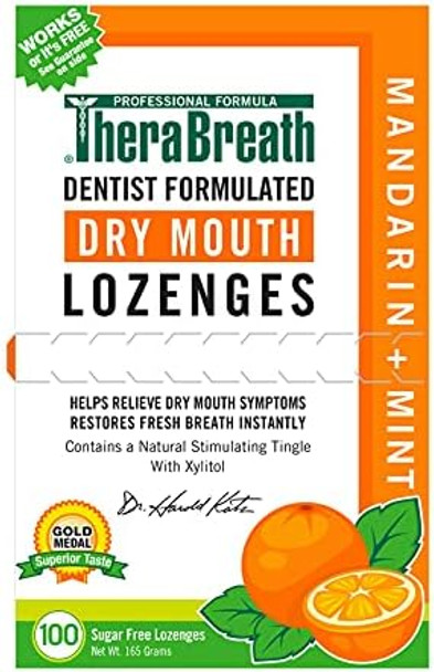 Therabreath Dry Mouth Lozenges With Zinc 100 Lozenges Mandarin Mint 100 Count (Pack Of 2)