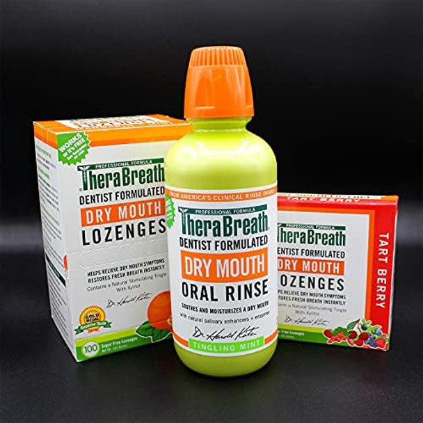 Therabreath Dry Mouth Lozenges With Zinc 100 Lozenges Mandarin Mint 100 Count (Pack Of 2)