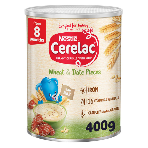 Cerelac Nestle Cerelac Infant Cereals with Iron + Wheat & Date Pieces From 8 Months 400g