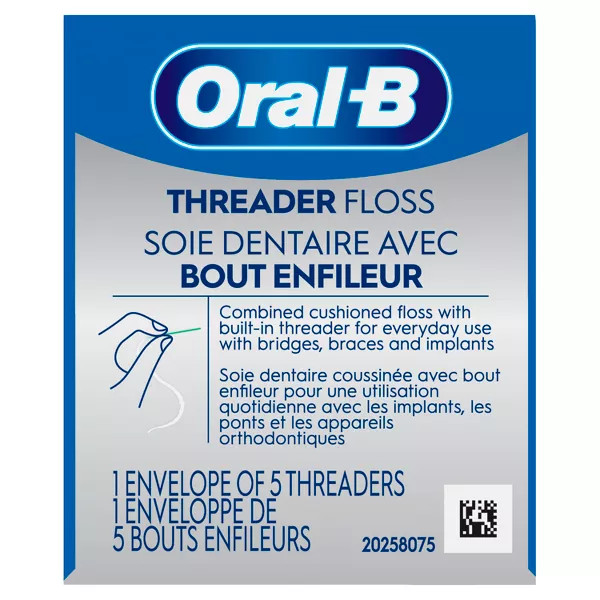 Oral-B Threader Dental Floss for Bridges, Braces and Implants - 30 Threaders
