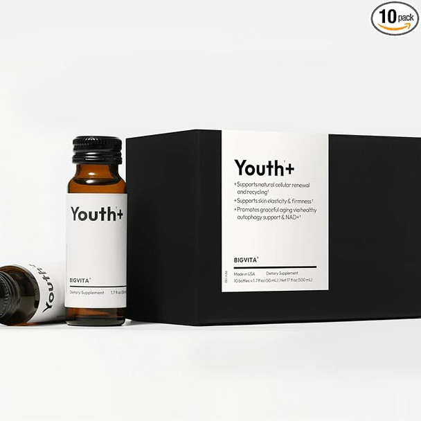 BIGVITA Youth+ | NAD+ Shots for Anti-Aging, Energy, Skin & Hair Health, Cognitive Support | Ready-to-Drink Supplement | Beauty from Within | Vegan, Made in USA BIGVITA Youth+ | NAD+ Shots for Anti-Aging, Energy, Skin & Hair Health, Cognitive Support | Ready-to-Drink Supplement | Beauty from Within | Vegan, Made in USA