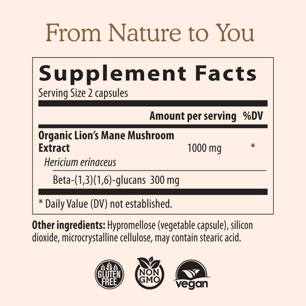 Real Mushrooms Lions Mane Supplement Capsules - Mushroom Supplement for Overall Wellness with Verified Beta Glucans – Non-GMO, Vegan Mushroom Supplements in 120 Capsules