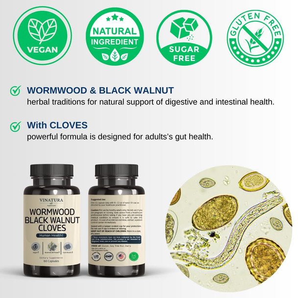 VINATURA Wormwood Black Walnut Clove 60 Capsules