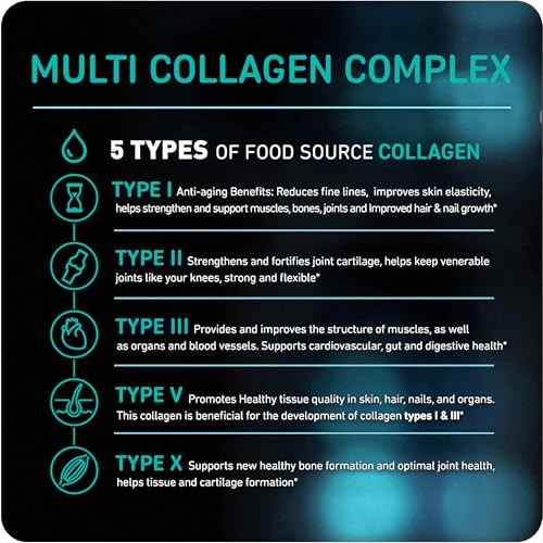 Vital Vitamins Multi Collagen Pills for Women and Men 2 Pack  Hydrolyzed Collagen Peptides Type I  II III  V X  Grass Fed Non-GMO