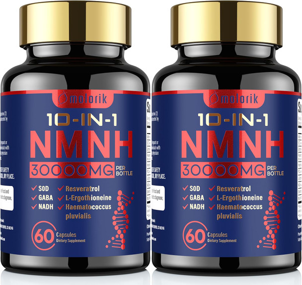 molorik NMNH  Dihydronicotinamide Mononucleotide 1000mg Per Serving NAD High Purity Supplement Alternative  120 Capsules Gluten Free Non GMO  for Anti  Aging  Energy Focus  60 Servings