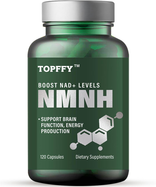 Topffy NMN Supplement Alternative NMNH Dihydronicotinamide Mononucleotide 500mg Per Serving for Boost NAD Levels Anti Aging Energy and Concentration 120 Capsules