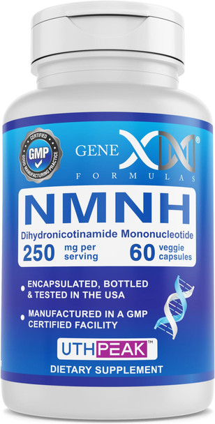 Genex Formulas 250mg NMNH (60 Capsules  30 Servings) | Uthpeak™ NMNH (Dihydronicotinamide Mononucleotide) NAD+ Precursor for Healthy Aging  Non-GMO Gluten Free Vegetarian