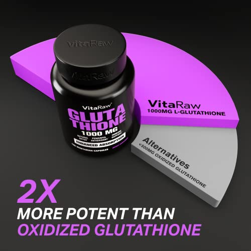 VitaRaw 1000mg Glutathione for Immune Support  100mg Absorption Complex  Reduced Liposomal Glutathione Supplement with Alpha Lipoic Acid Brain Booster Glowing Skin Liver Support