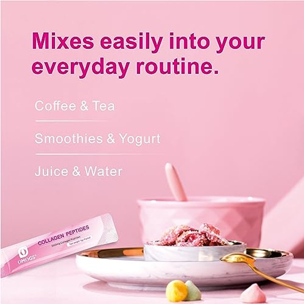 OMOGS Collagen Peptides Powder with Prebiotics and Cranberry Extract Hydrolyzed Collagen Peptides Support Hair Skin Nail Bone and Digestive Health Grass Fed Non GMO for Women and Men