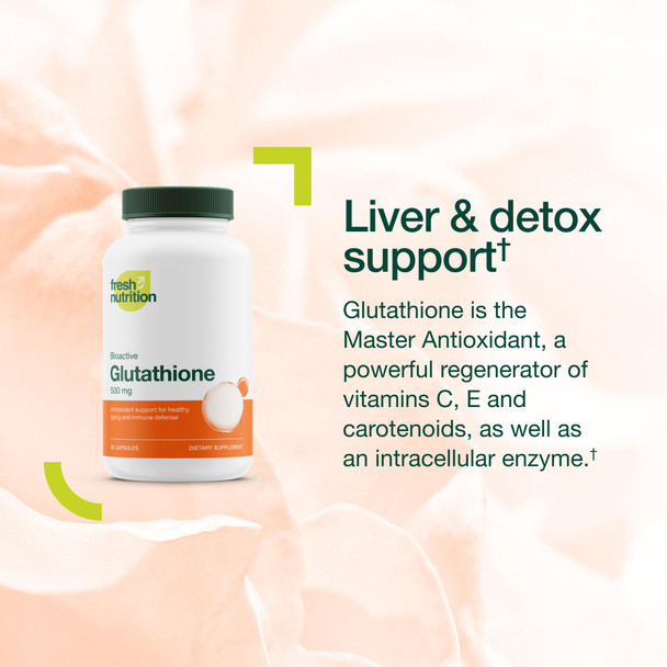 Fresh Nutrition Glutathione Supplement Capsule  Strongest DNA Verified Glutathione Reduced  Vegan Friendly Non GMO Gluten & Soy Free