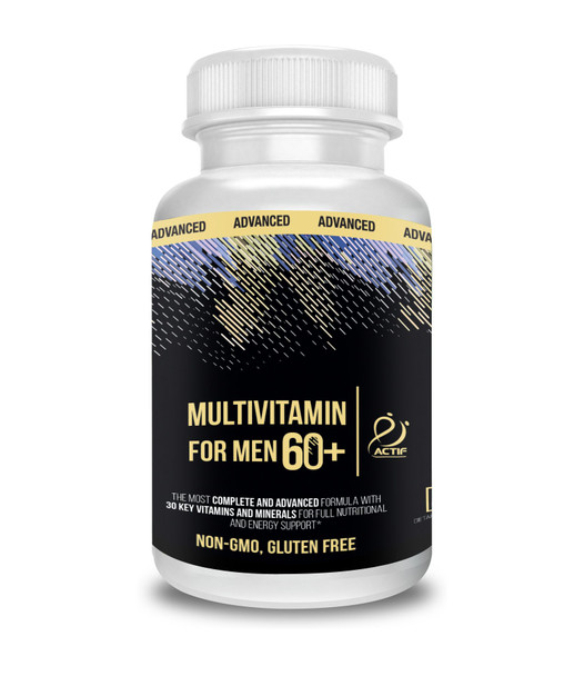 Actif Multivitamin for Men Age 60 with 30 Organic Vitamins and Organic Herbs  Non GMO Made in USA 120 Count