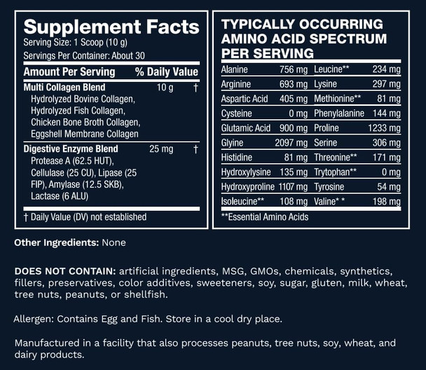 Life’s Fortune Multi Collagen Peptides Powder Drink Plus for Women & Men - Type I II III V X Blend with Digestive Enzyme – for Skin Hair Nails Joints Health Unflavored 30 Servings