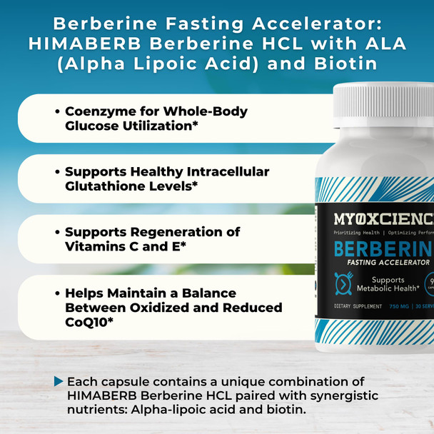 MYOXCIENCE Berberine Fasting Accelerator  Berberine HCL with ALA (Alpha Lipoic Acid) and Biotin (90 Capsules)