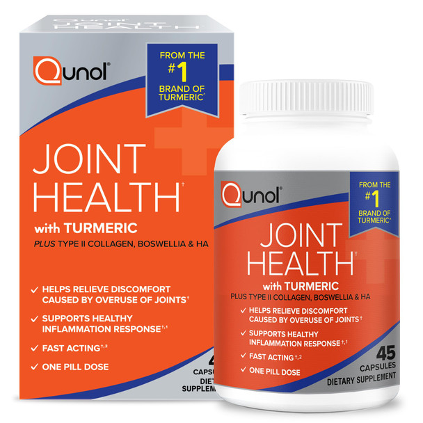 Qunol 5-in-1 Joint Support Supplement Fast Acting One Pill Dose Support Healthy Inflammation Response & Discomfort Caused by Overuse of Joints Alternative to Glucosamine Chondroitin MSM 45 Count