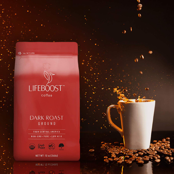 Lifeboost Coffee Whole Bean and Ground Coffee 2 Pack Bundle Low Acid Dark Roast x 2