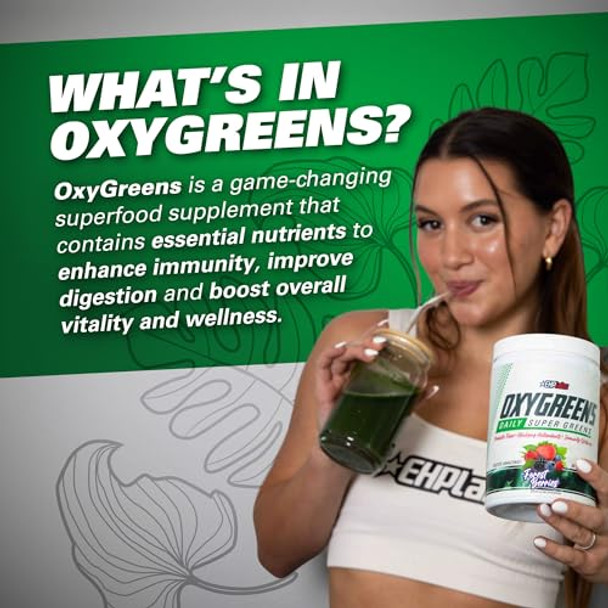 EHP Labs OxyGreens Super Greens Powder  Spirulina and Chlorella Superfood Green Juice Powder and Greens Supplements with Prebiotic Fibre Antioxidants and Immunity Support 30 Serves Crisp Apple