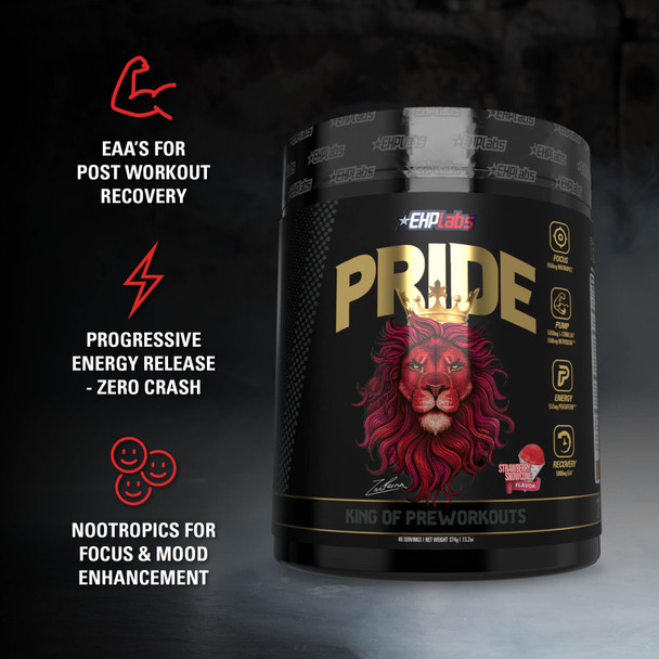 EHP Labs Pride Pre Workout Powder Energy Supplement Sugar Free Preworkout for Men and Women Energy Powder Boost Drink with BCAA  280mg of Caffeine Strawberry Snowcone 40 Servings