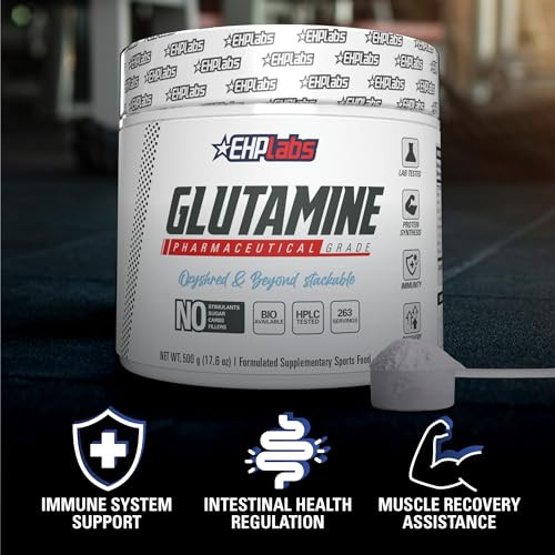 EHP Labs L Glutamine Powder Amino Acids  L Glutamine Workout Recovery Immune Health and Gut Health Support 500g 100 Servings