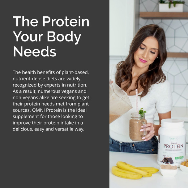 BRAINMD Dr Amen Omni Protein Chocolate - 2.38 lbs - Plant-Based Protein Powder - Promotes Energy & Exercise Recovery - Vegan Vegetarian Sugar Free Gluten Free - 30 Servings