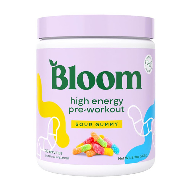 Bloom Nutrition High Energy Pre Workout Powder Amino Energy with Beta Alanine Ginseng & L Tyrosine Natural Caffeine Powder from Green Tea Extract Sugar Free & Keto Drink Mix (Sour Gummy)