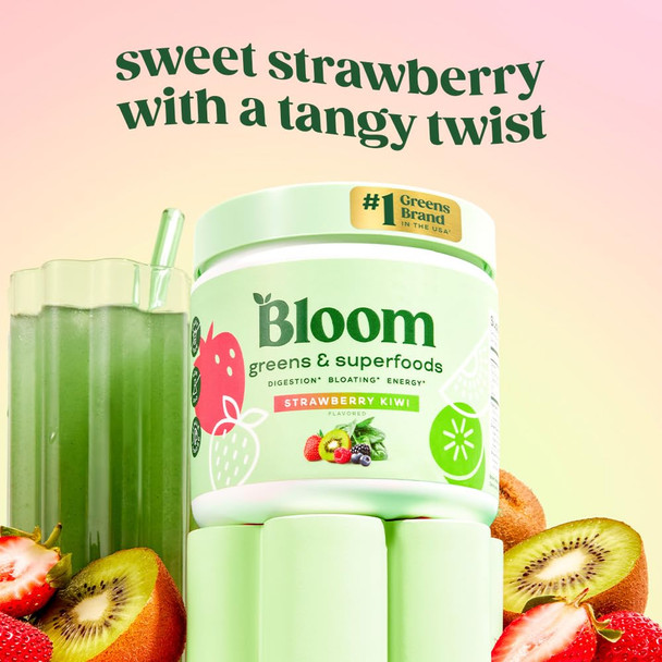 Bloom Nutrition Superfood Greens Powder Digestive Enzymes with Probiotics and Prebiotics Gut Health Bloating Relief Strawberry Kiwi + Bovine Colostrum Powder | Pure 40% IgG Premium Colostrum