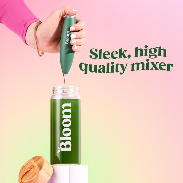 Bloom Nutrition Superfood Greens Powder Digestive Enzymes with Probiotics and Prebiotics Gut Health Bloating Relief Strawberry Kiwi + Milk Frother High Powered Hand Mixer