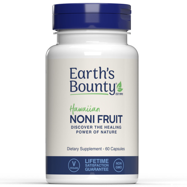Earth's Bounty Hawaiian Noni Fruit Capsules - 60 Veggie Caps - Healthy Immune System & Joint Health Support - 100% Natural & Pure Noni - Vegetarian