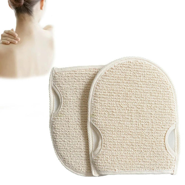 ZBDP Natural Loofah Glove Double-sided Body Scrub Pad Shower Body Scrubber Mitt for Spa Skin Clean Gloves