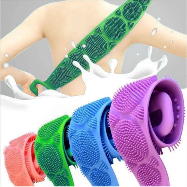 Silicone Body Scrubber Back Massage Exfoliating Sponge Bathroom Bath Brush Scrub Shower Brush Body Wash Scrub Removal(Green)
