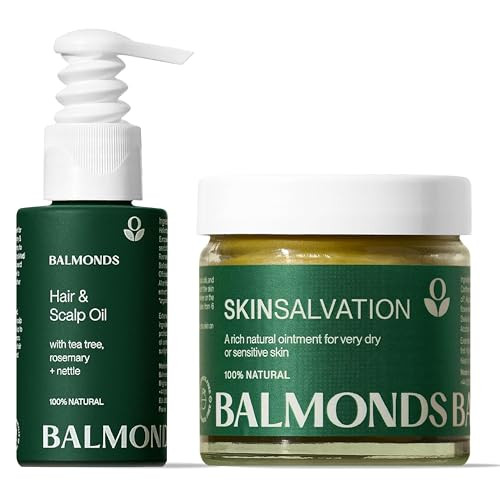 Balmonds Hair Scalp & Beard Oil 1.7 Oz With Rosemary Hemp & Tea Tree & Skin Salvation 2.1 Fl Oz (60 Ml) - Natural Conditioning Treatment For Dry Itchy Scalps - All-Purpose Intensive Moisturizer