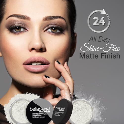 Bellapierre Hd Finishing Powder Translucent Setting Powder Poreless Shine- Matte Finish Lightweight Gentle Formula Non-Toxic & Paraben Cruelty Mineral Makeup