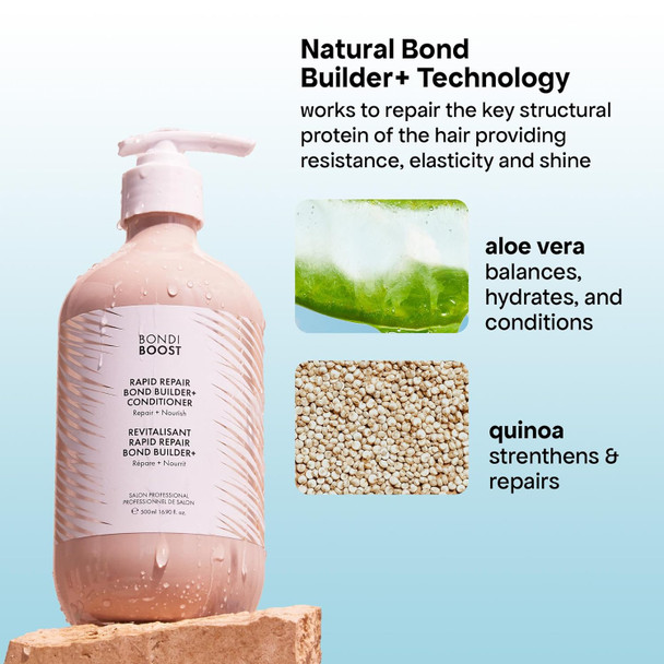 Bondiboost Rapid Repair Bond Builder + Conditioner For Damaged Hair [16.90 Fl Oz] Strengthen + Hydrate + Restores Hair Health With Deep Conditioning Treatment