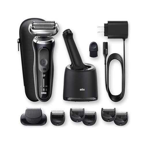 Braun Electric Shaver For Men Series 7 7177Cc Wet & Dry Shave Turbo & Gentle Shaving Modes Waterproof Foil Shaver Space Grey