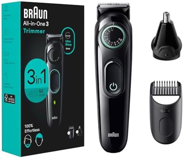 Braun All-In-One Style Kit Series 3 3430 3-In-1 Trimmer For Men With Beard Trimmer Ear & Nose Trimmer Hair Clippers Ultra-Sharp Blade 20 Length Settings Washable Braun All-In-One Style Kit Series 3 3430 3-In-1 Trimmer For Men With Beard Trimmer Ear & Nose Trimmer Hair Clippers Ultra-Sharp Blade 20 Length Settings Washable