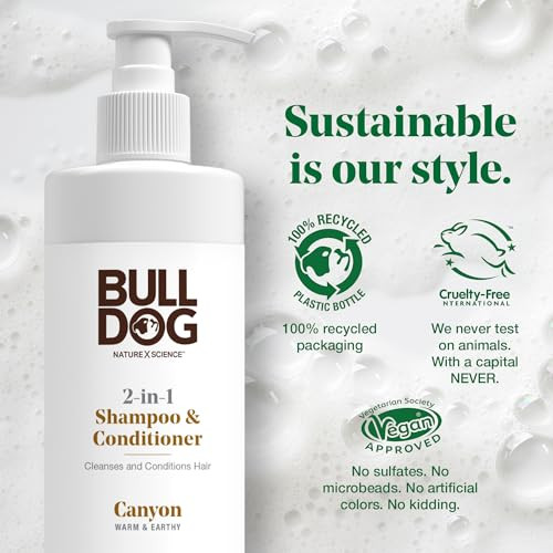 Bulldog Mens Skincare And Grooming 2-In-1 Shampoo And Conditioner Canyon 12 Fluid Ounces
