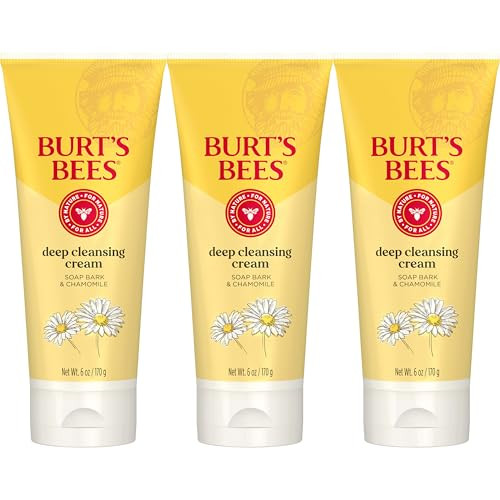 Burt'S Bees Face Wash Deep Facial Cleansing Cream College Back To School Dorm Essentials All Natural Cleanser With Chamomile 6 Ounce (Pack Of 3) (Packaging May Vary)