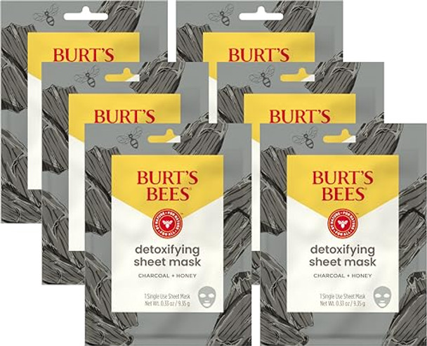 Burt'S Bees Detoxifying Charcoal Facial Sheet Mask Single Use Face Mask 1 Count Pack Of 4 (Package May Vary)