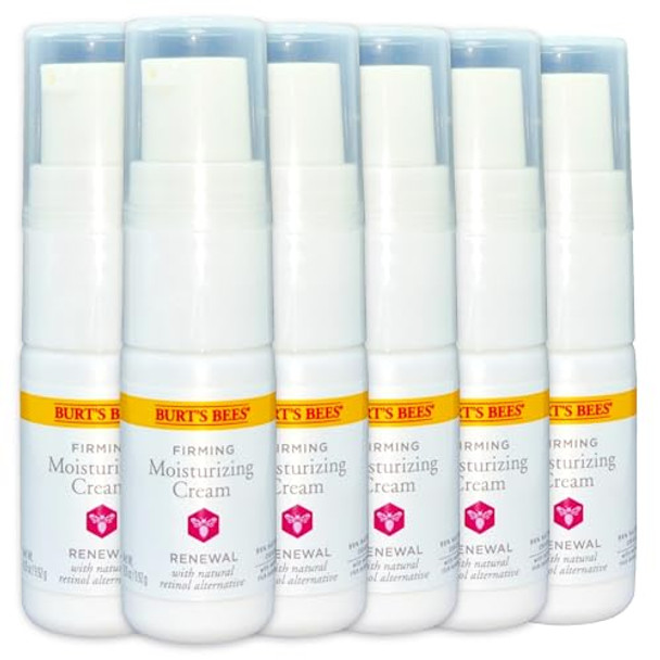 Burt'S Bees Real Firming Moisturizing Cream 6-Pack (0.35 Oz Each) Hydrating Daily Moisturizer Facial Cream With Bakuchiol Natural Retinol Alternative Fragrance Travel Size